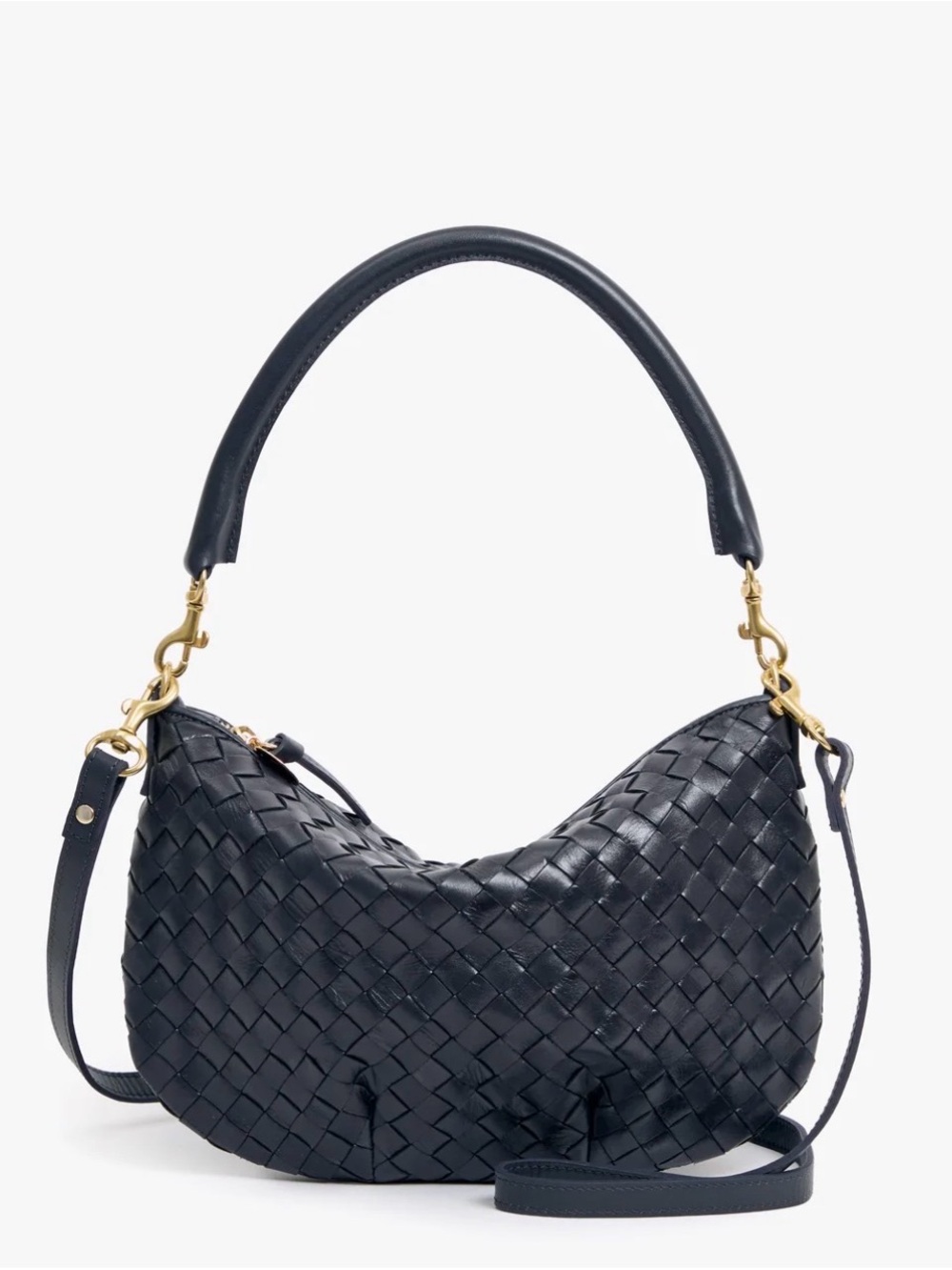 Clare V Petit Moyen leather crossbody bag - Twilight Navy Diagonal Woven NWT - Picture 3 of 9